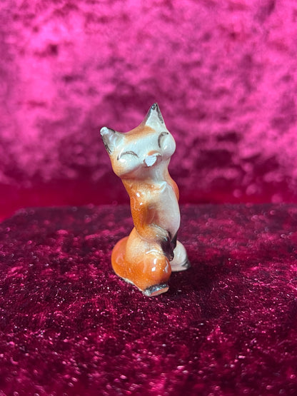Vintage Figurine - Porcelain Miniature - Smiling Fox - Chipped
