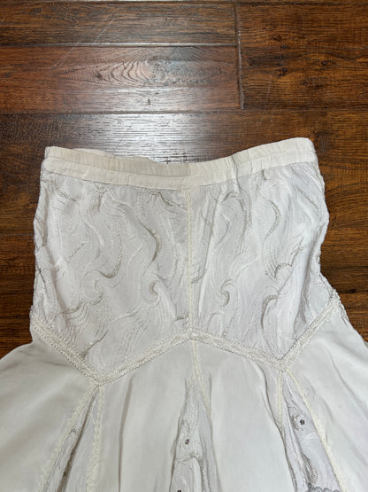 Vintage Romantic Bridal Cotton Lace Flare Midi Skirt - Embroidered Panels - Modelle