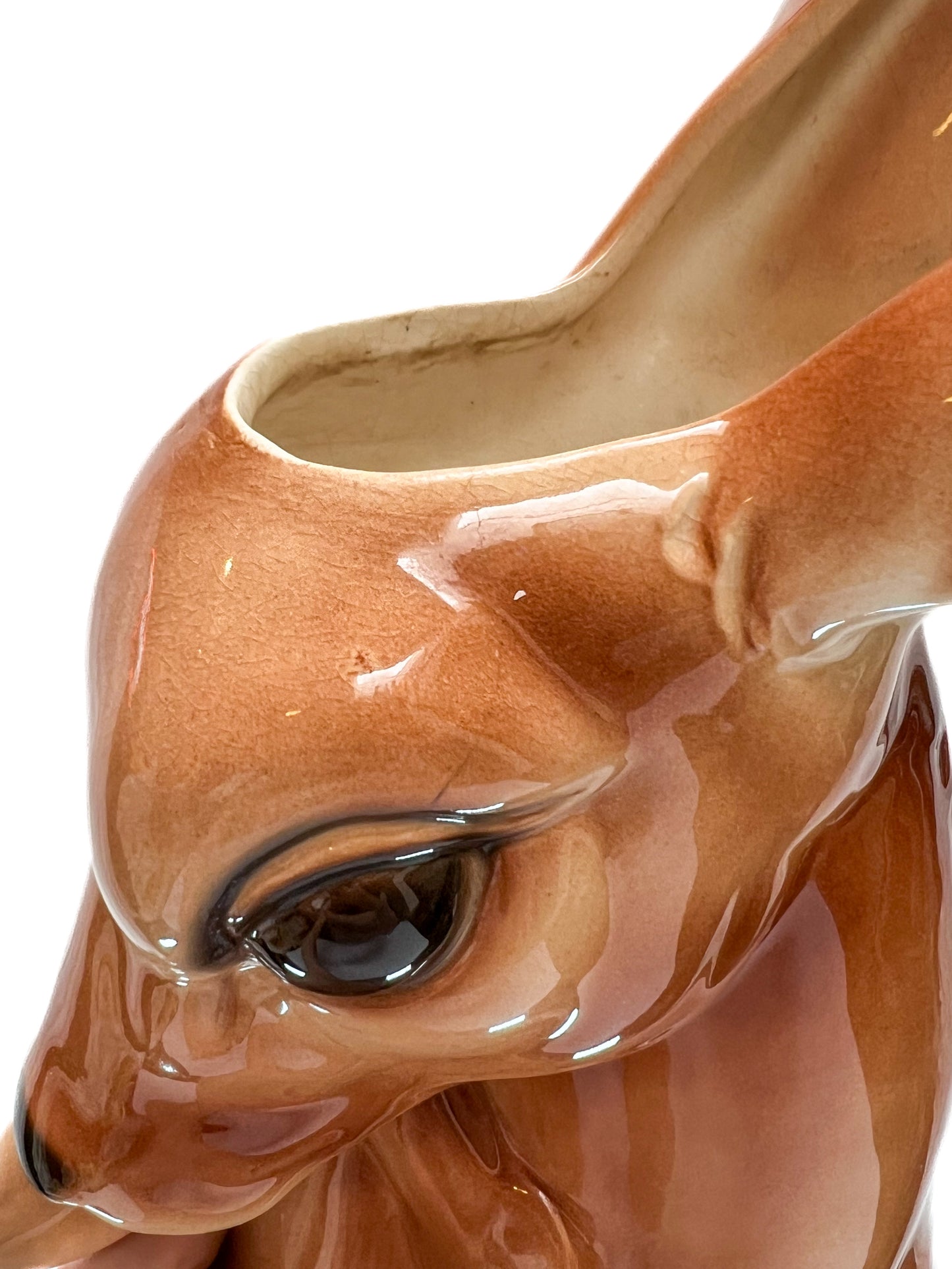 Vintage Vase - Glazed Ceramic Deer - Doe and Baby Fawn - Royal Copley