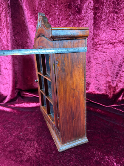 Vintage Curio Cabinet - Ornate Wood Wall Mounted Trinket Shelf - 13" Tall