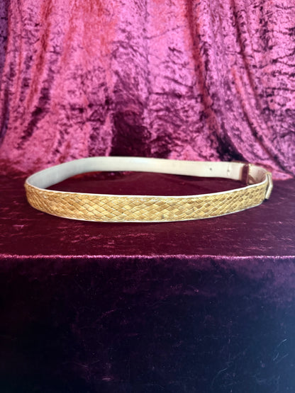 Vintage Accessories - Braided Eel Skin Leather Belt - Tan - M