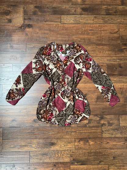 Vintage Clothing - Button Up Blouse - Patchwork Tapestry - Medium - Baronesa by Barbara Green