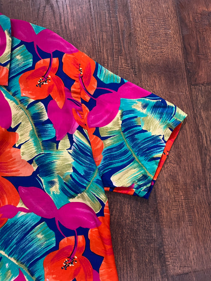 Vintage Norton McNaughton Tropical Two Piece Set - Bright Hawaiian Florals - Medium
