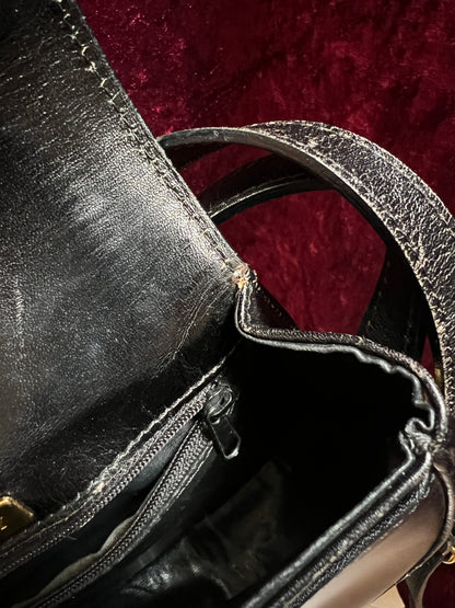 Vintage Black Leather Crossbody Bag - Bally Italy Saddle Purse
