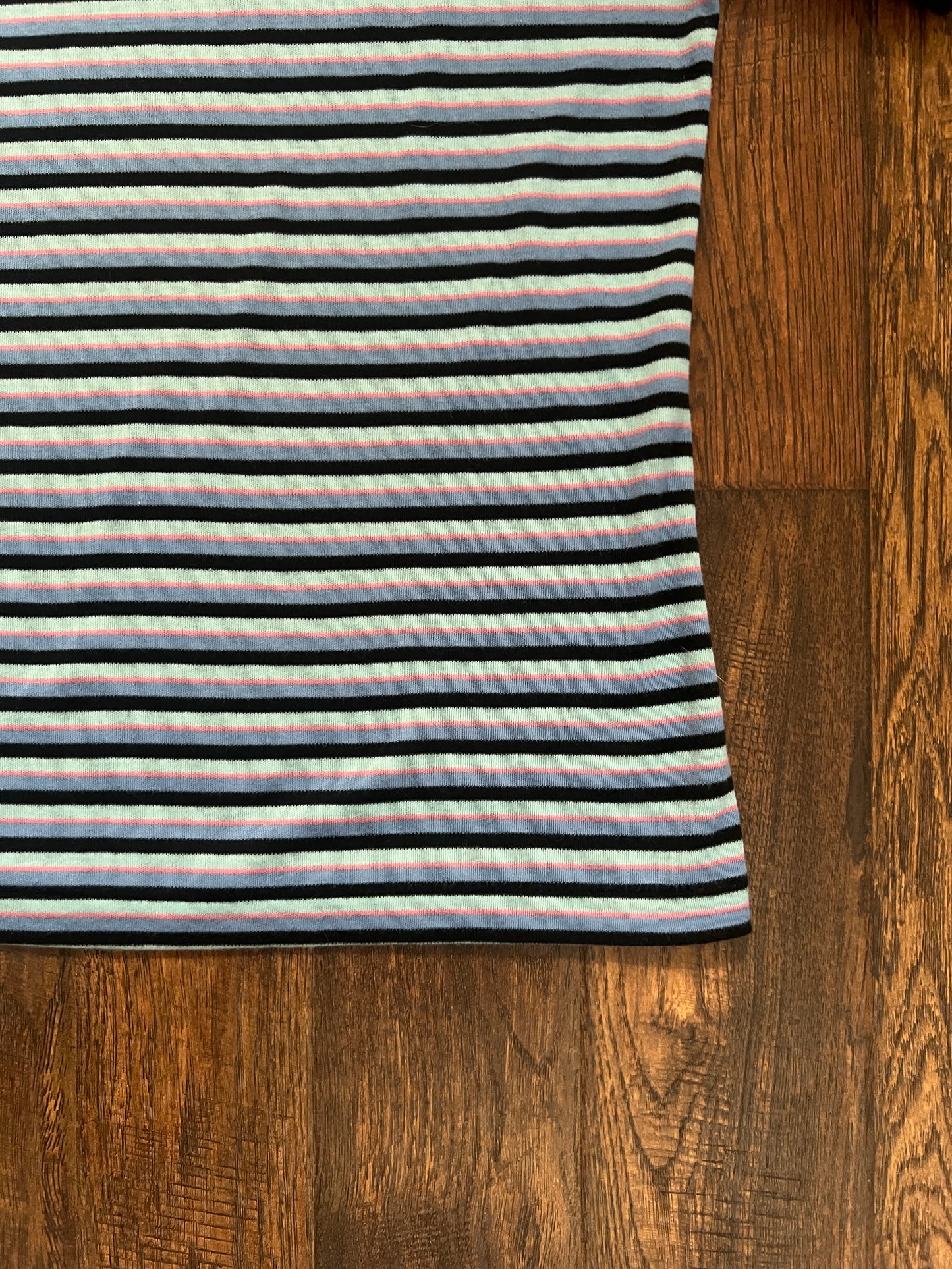 Vintage Yves Saint Laurent Striped Polo Shirt - Blue Black Short Sleeve - Medium