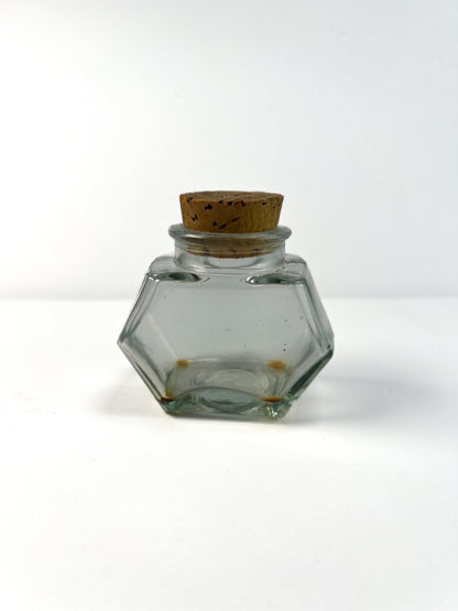 Vintage Miniature Glass Apothecary Bottle - Hexagon