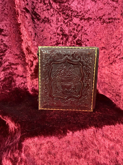 Antique Daguerreotype Portrait in Leather Case – Civil War Era Gentleman Tin Type Photograph
