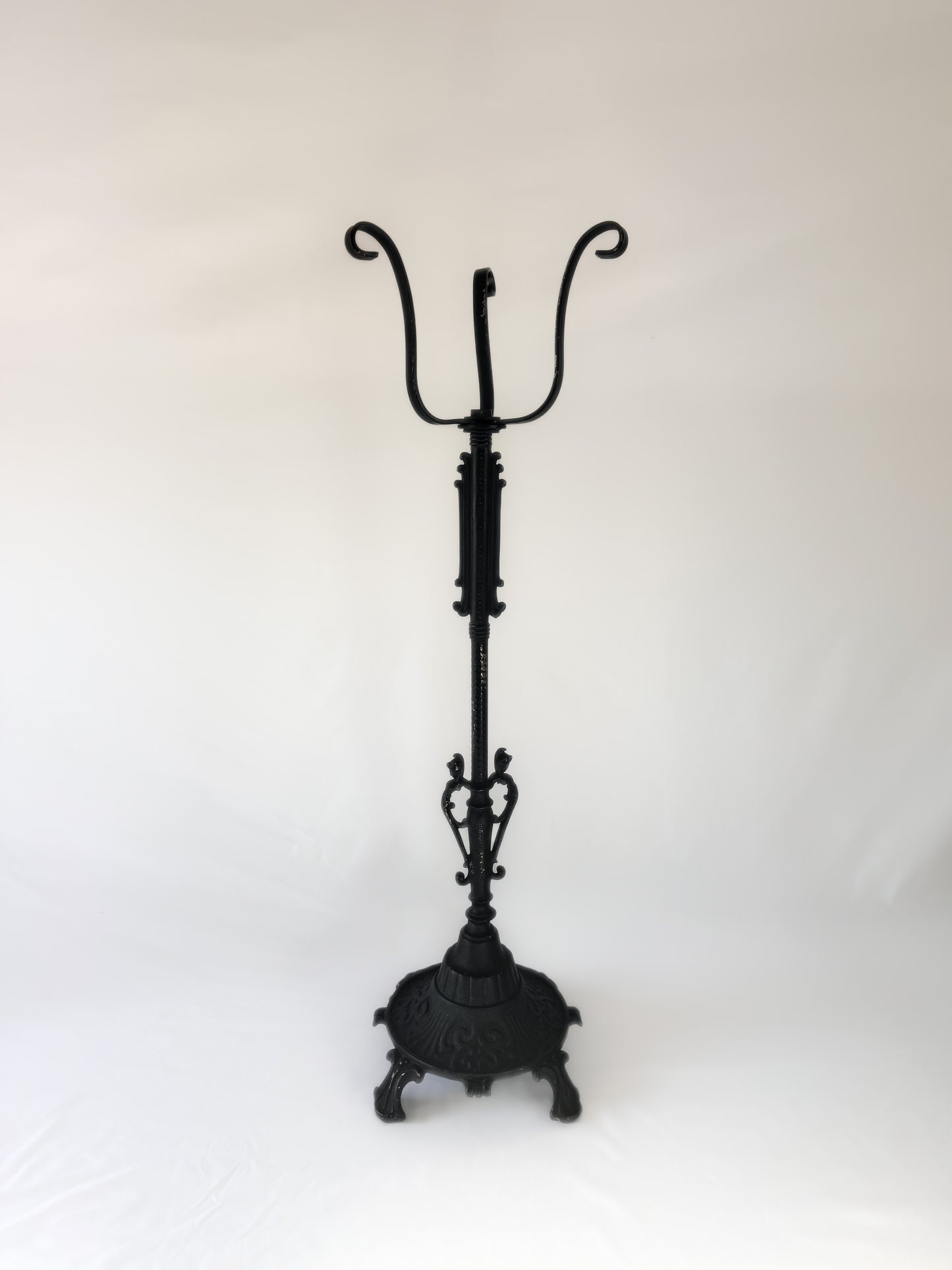 Antique Art Nouveau Black Cast Iron Plant Stand Pedestal