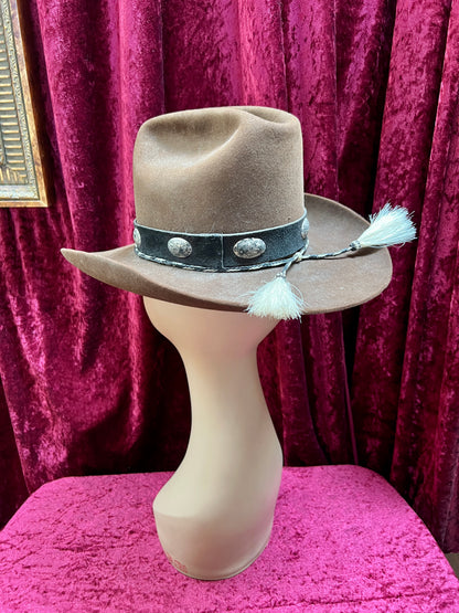 Vintage Brown Wool Cowboy Hat with Silver Conchos – Western Style - Stetson Junior
