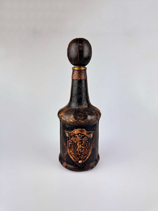 Vintage Italian Leather Wrapped Wine Decanter