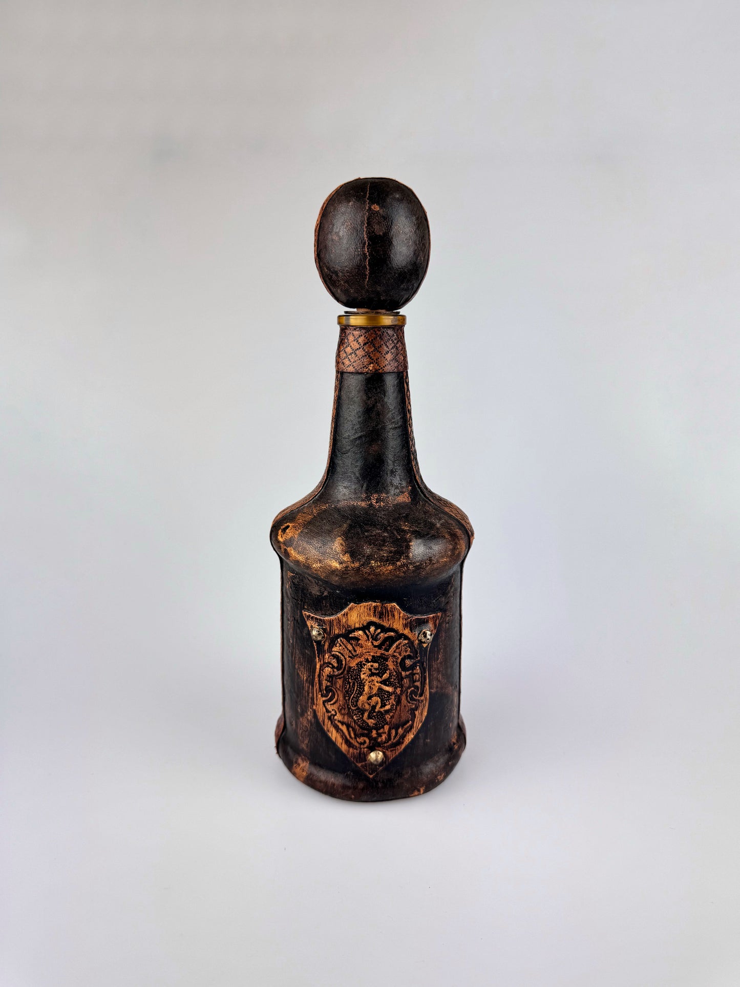 Vintage Italian Leather Wrapped Wine Decanter