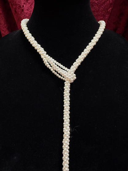 Vintage Jewelry - Faux Pearl Lariat - 38”