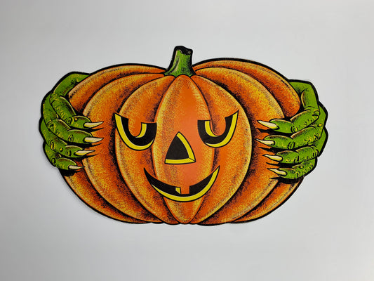 Vintage Beistle Halloween Die-Cut - Jack-O-Lantern & Ghoul Hands