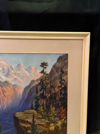 Vintage Wall Art - Framed Lithograph - Artist's Point in Yosemite National Park - G.B. Fox
