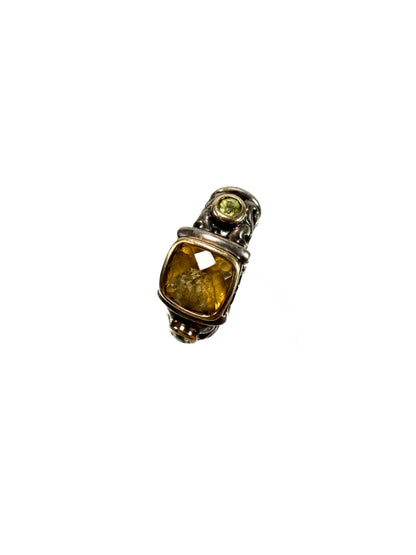 Vintage Jewelry - Gabrielle Bruni Ring - Two Tone Silver & 18k Yellow Gold - Citrine and Peridot - Size 7