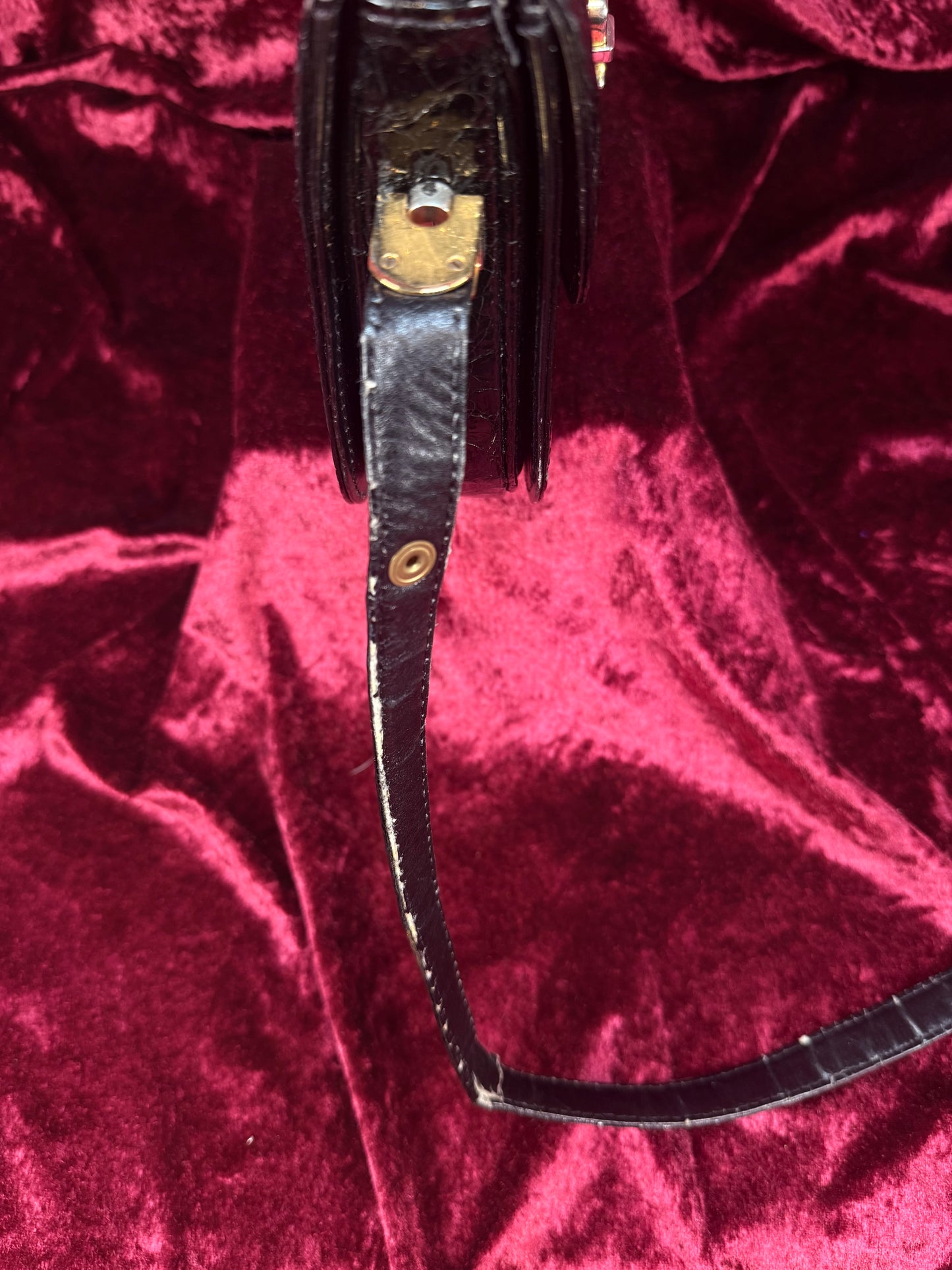 Vintage Genuine Crocodile Skin Purse - Black Crossbody Shoulder Bag
