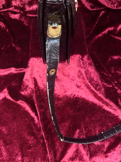Vintage Genuine Crocodile Skin Purse - Black Crossbody Shoulder Bag