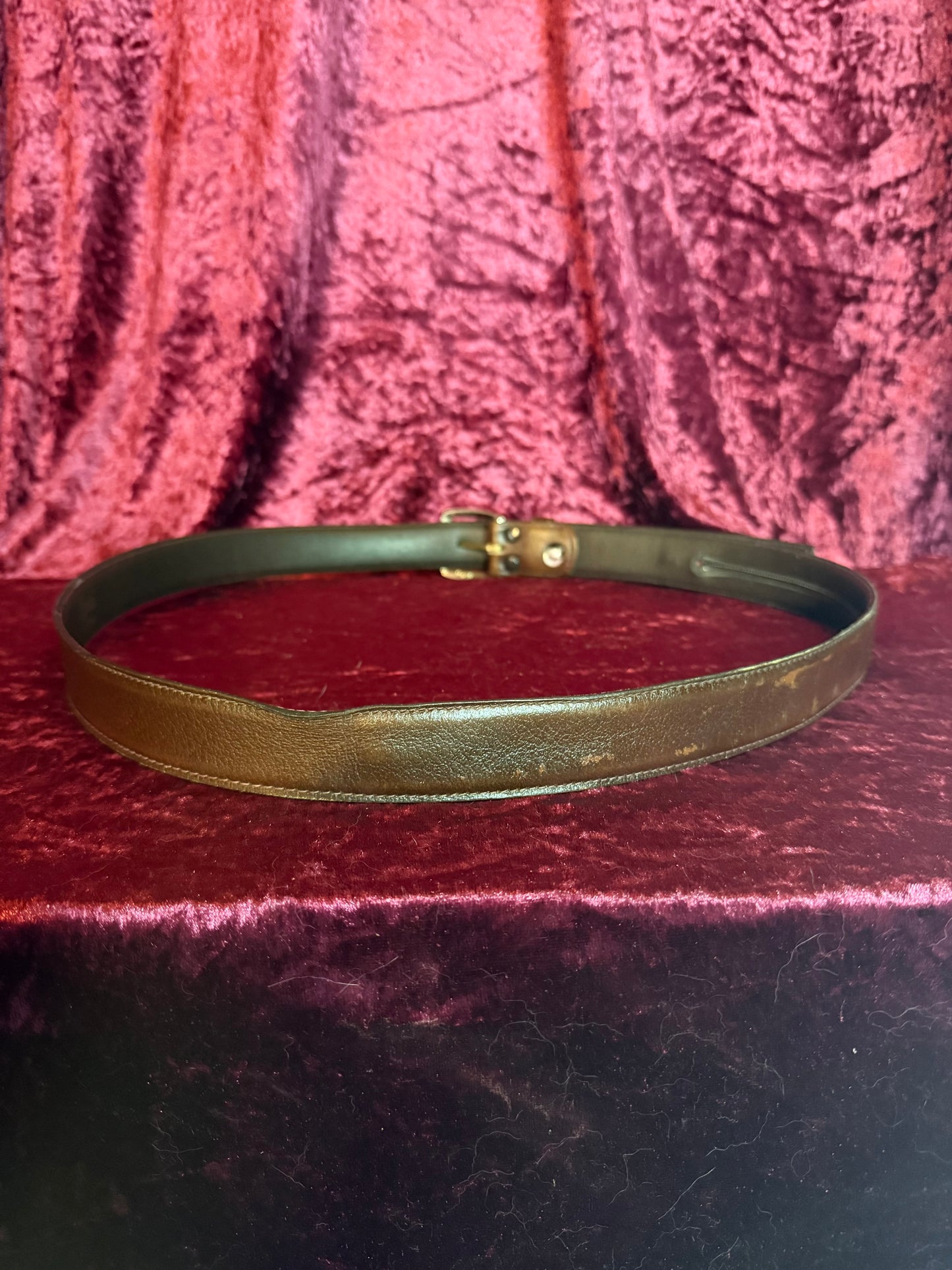 Vintage Accessories - Harris California Leather Belt with Concealed Inner Pocket - Brown - M/L