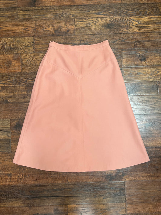 Vintage Clothing - Knee Length A-Line Skirt - Taupe Pink - Medium