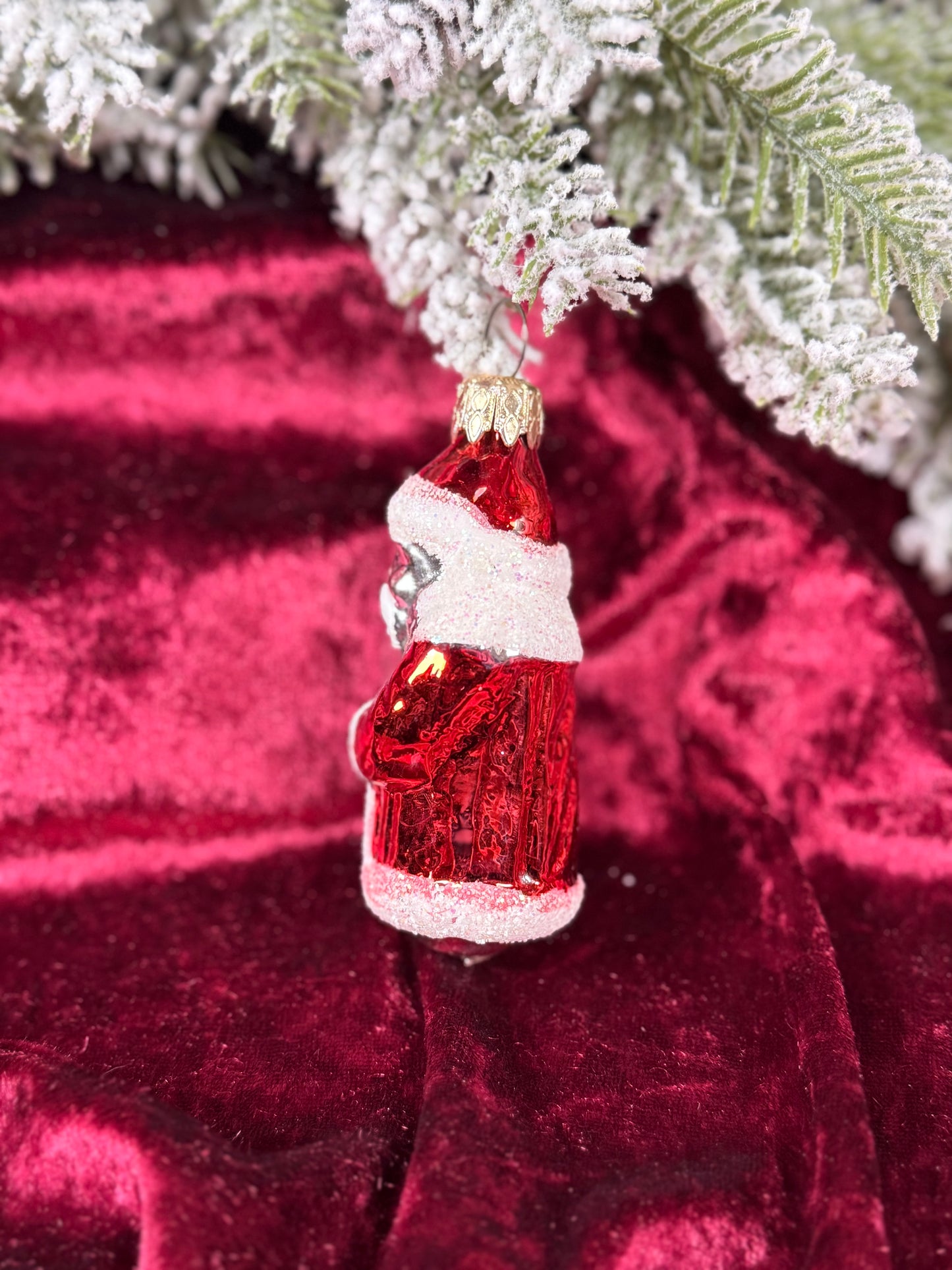 Vintage Christmas - Handblown Glass Ornament - Old World Silver Santa Claus