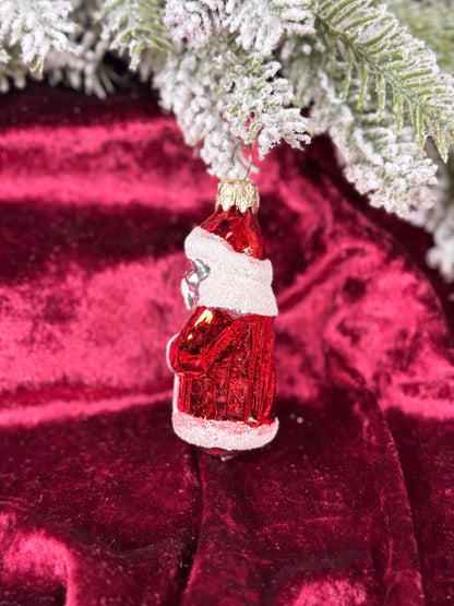 Vintage Christmas - Handblown Glass Ornament - Old World Silver Santa Claus