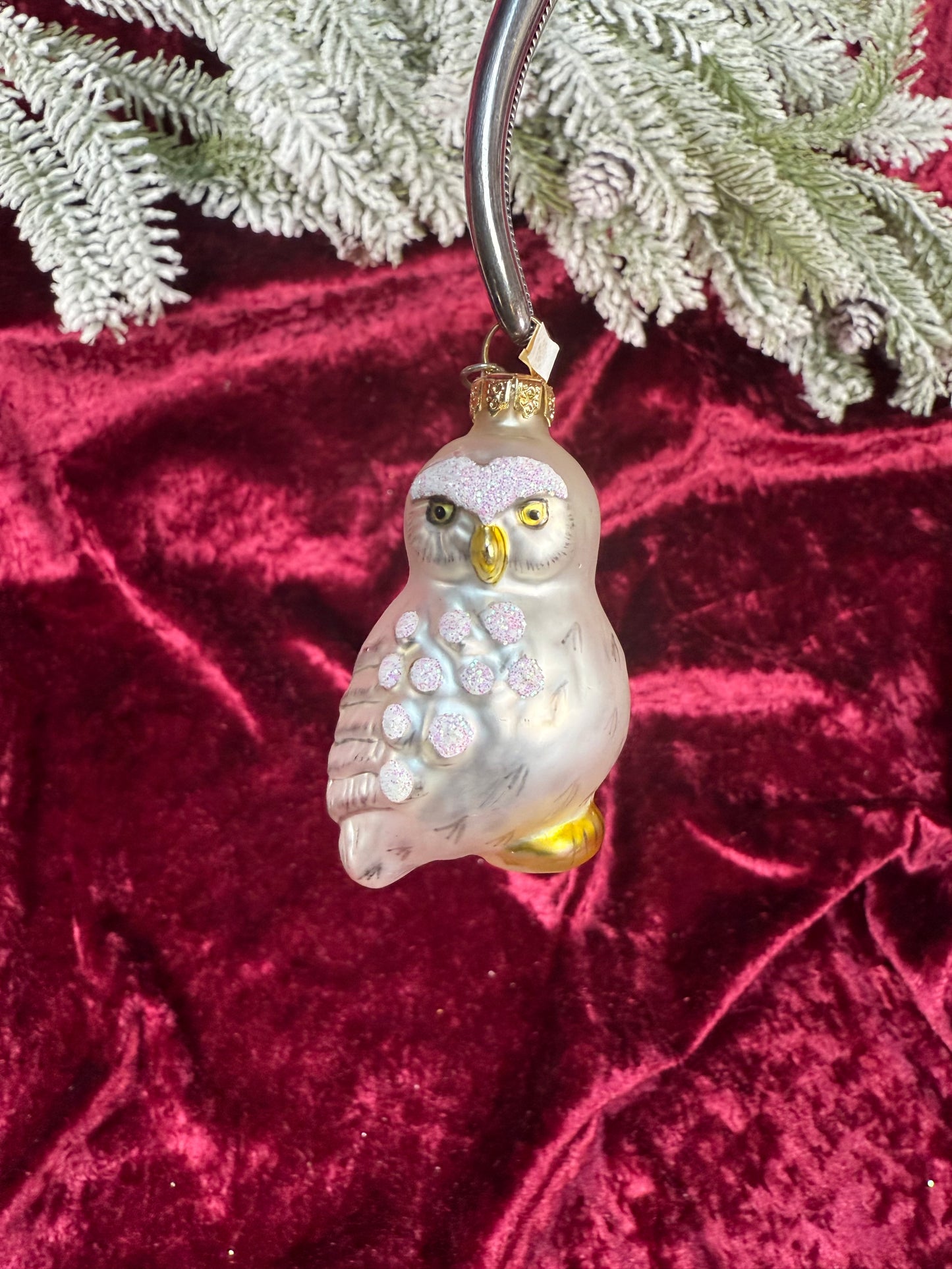 Vintage Christmas - Handblown Glass Ornament - Snow Owl - Department 56