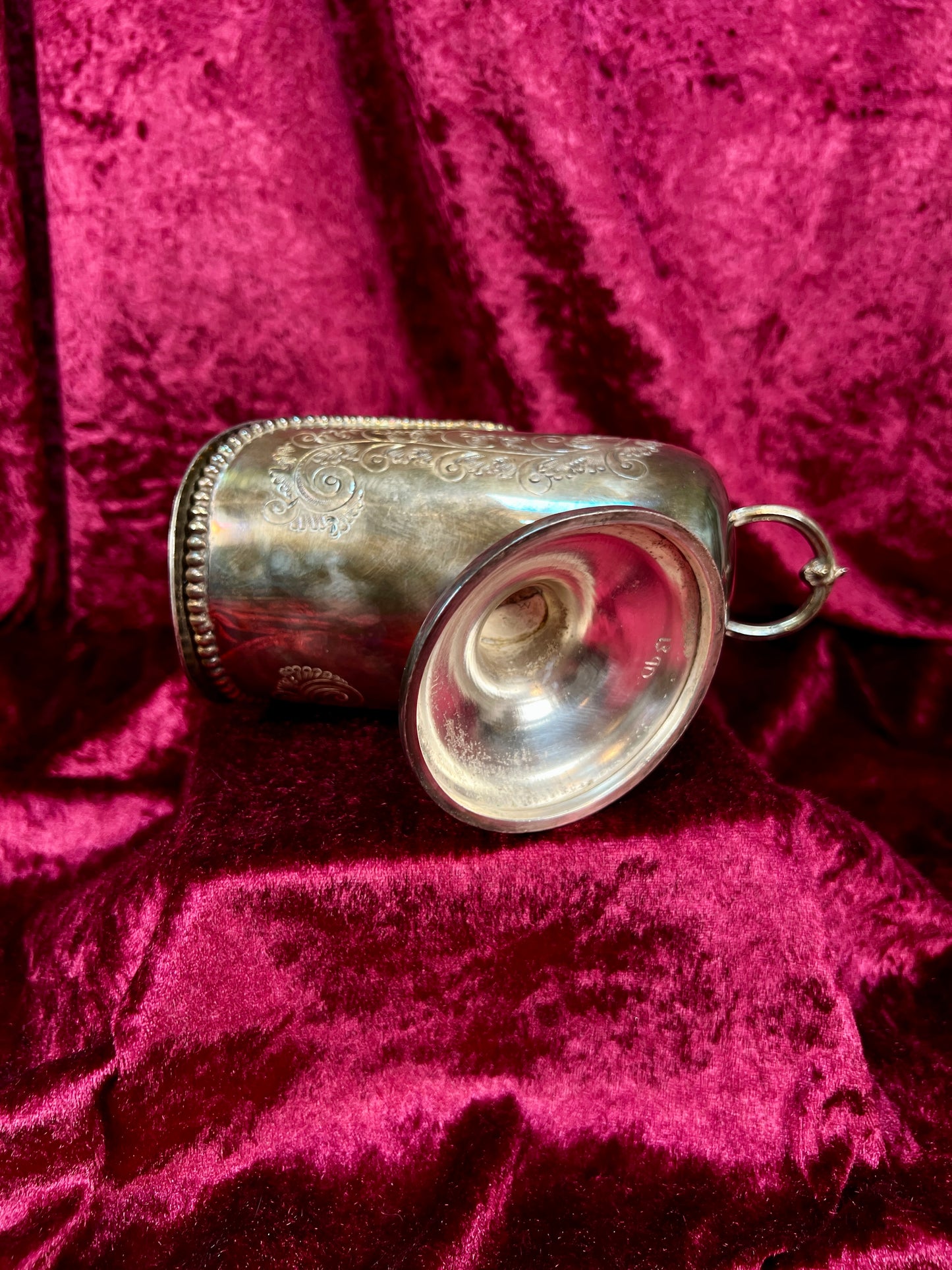 Vintage Silverplate Sugar Scuttle - Engraved Scrollwork Tea Service