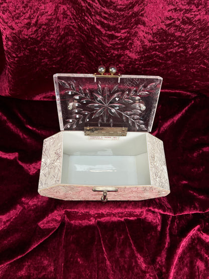 Vintage 1950s Lucite Box Purse – Charles S. Kahn Gold Confetti Clear Handbag
