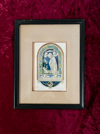 Vintage Framed Madonna and Child Print - Grecian Relief Classical Style