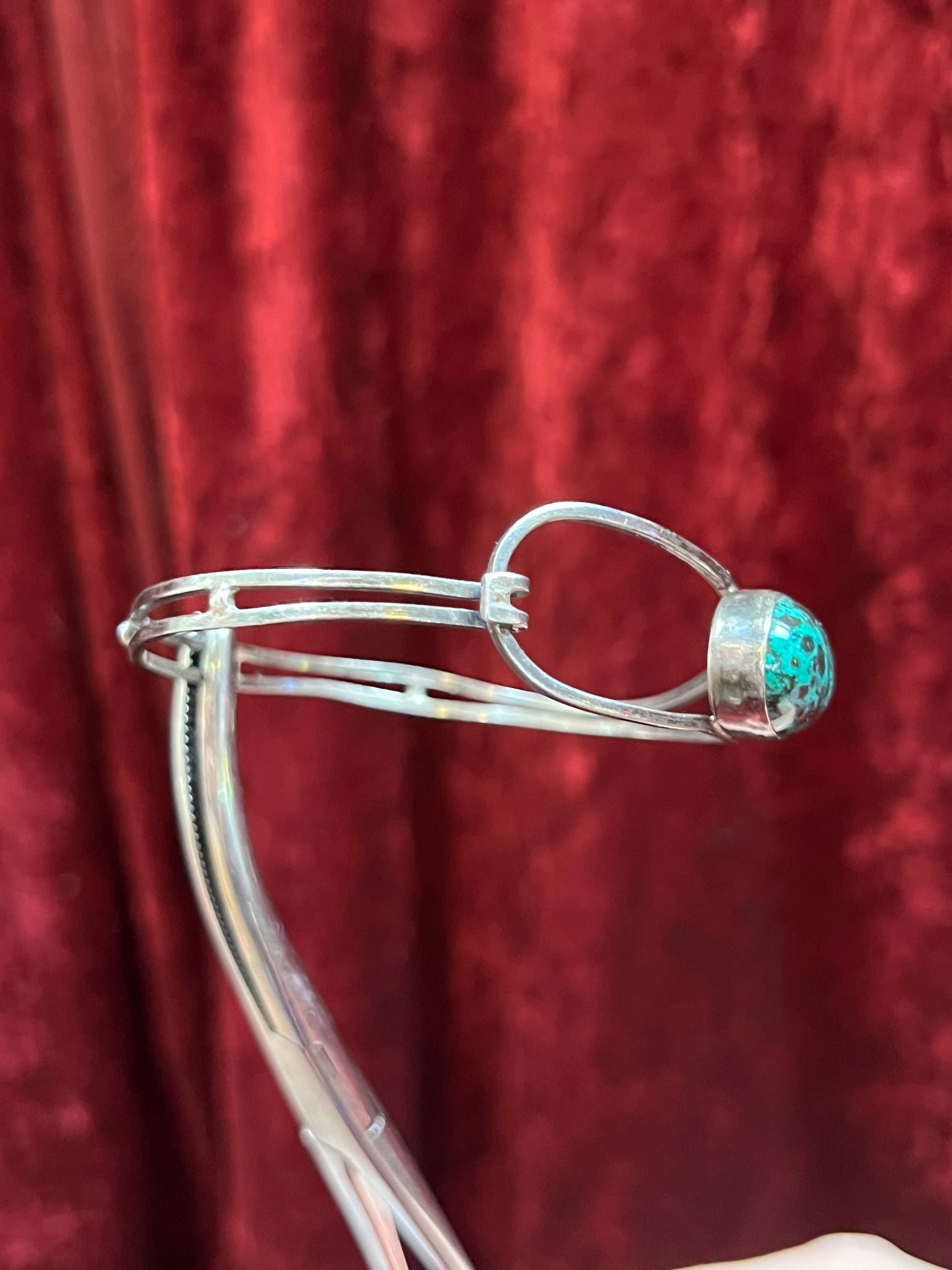 Vintage Jewelry - Cuff Bracelet - Silver - Jasper Center Stone