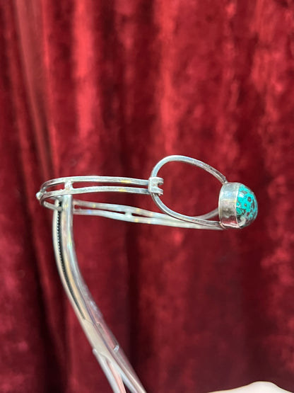 Vintage Jewelry - Cuff Bracelet - Silver - Jasper Center Stone