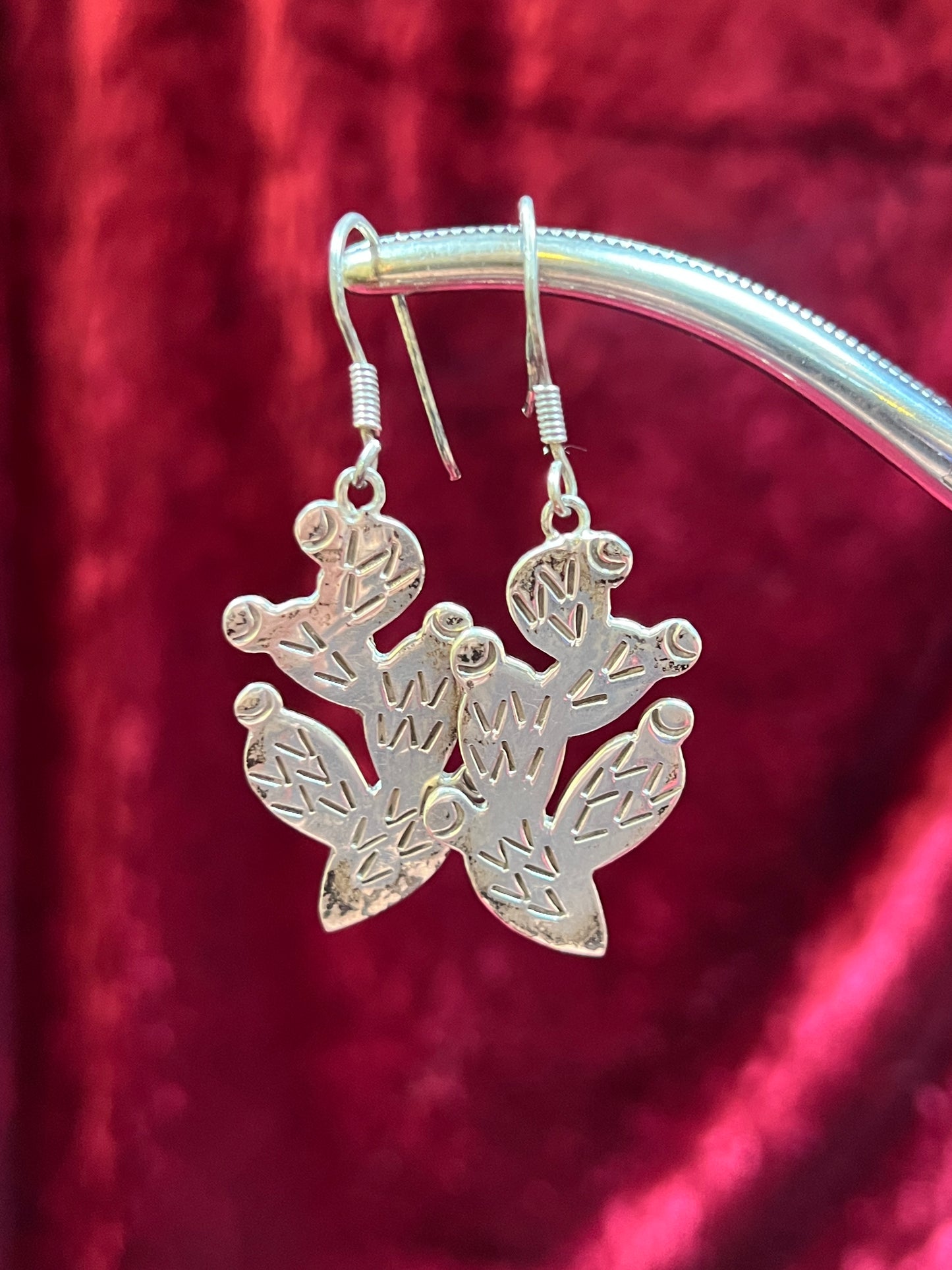 Vintage Jewelry - Drop Earrings - 925 Sterling Silver - Cactus - Mexico
