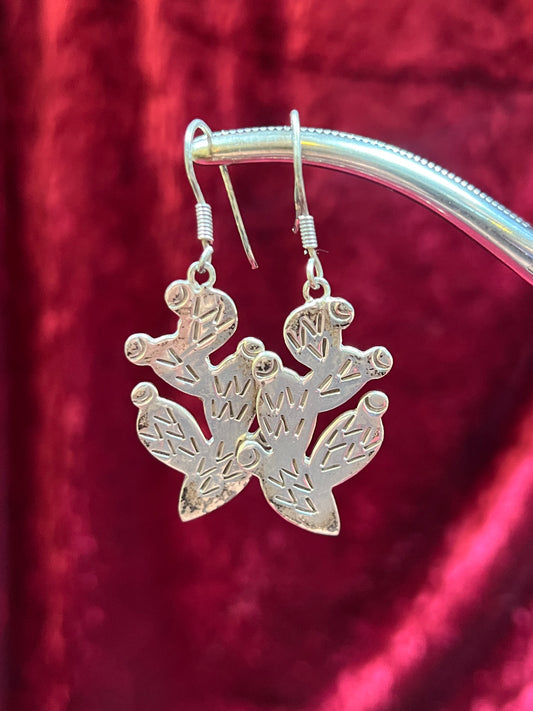 Vintage Jewelry - Drop Earrings - 925 Sterling Silver - Cactus - Mexico