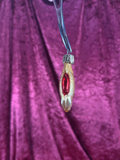 Vintage Christmas - Handblown Glass Ornament - Yellow and Red Fish - 2.5"