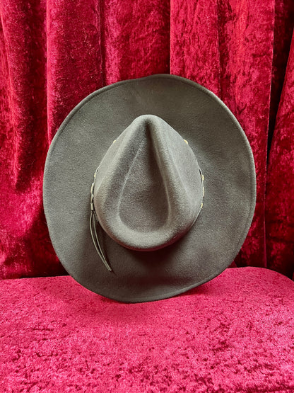 Vintage Wool Felt Cowboy Hat – Black Wide Brim Western Cowboy Style - Renegade Headwear - Medium