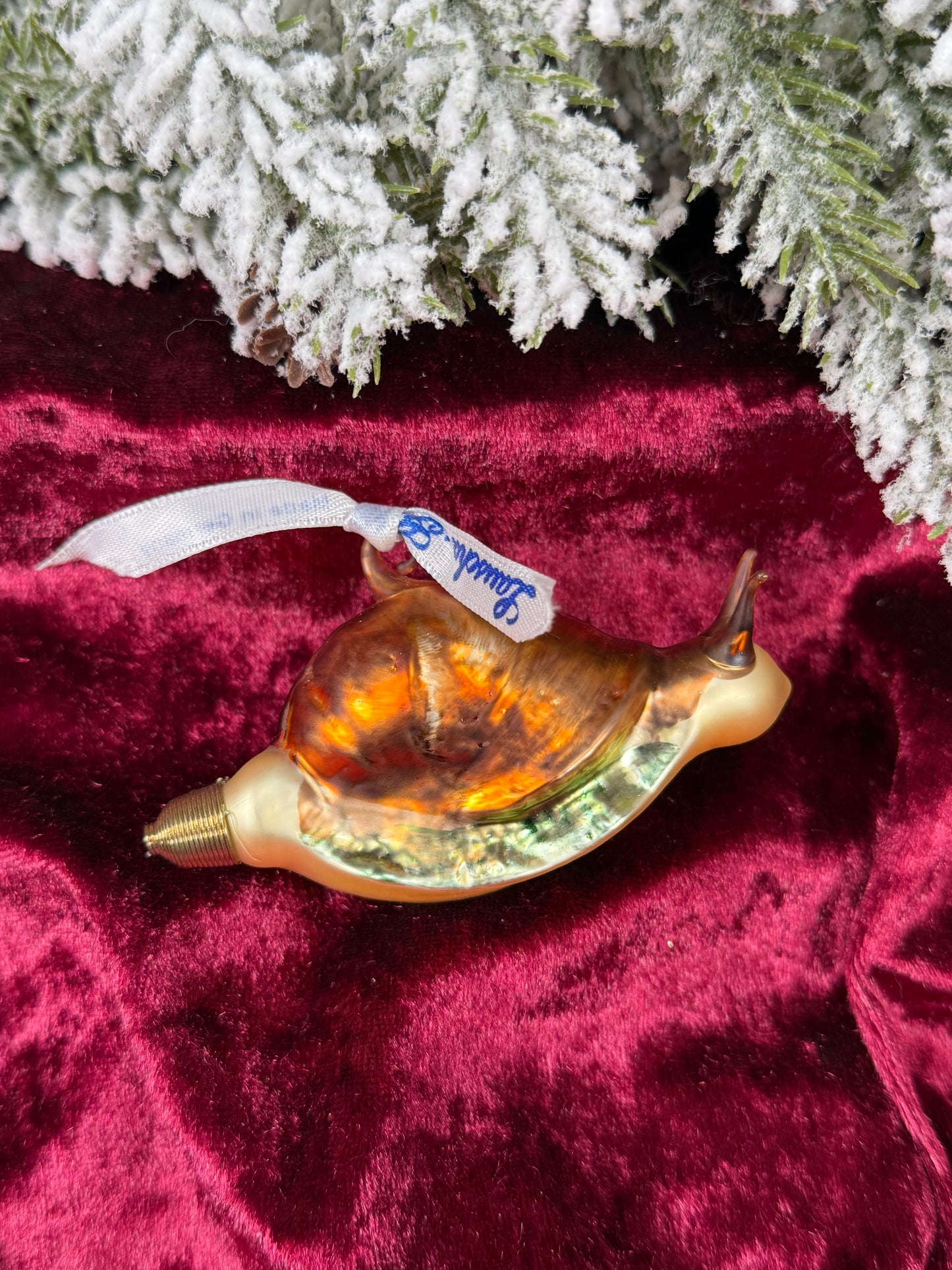 Vintage Christmas - Handblown Glass Ornament - Snail - Lauscha - Made In Germany