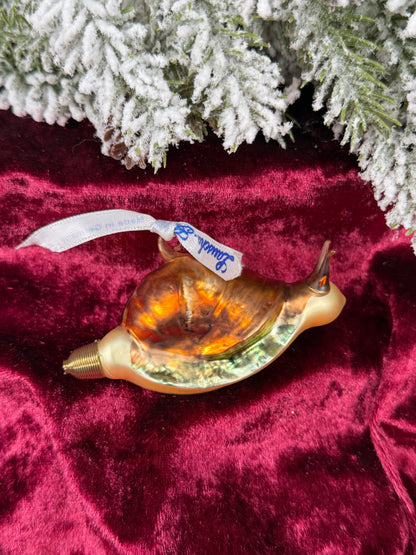 Vintage Christmas - Handblown Glass Ornament - Snail - Lauscha - Made In Germany