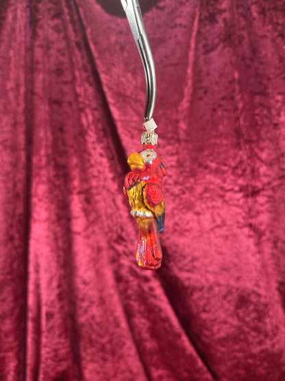 Vintage Christmas - Handblown Glass Ornament - Red Macaw Parrot - Poland - 3.5"