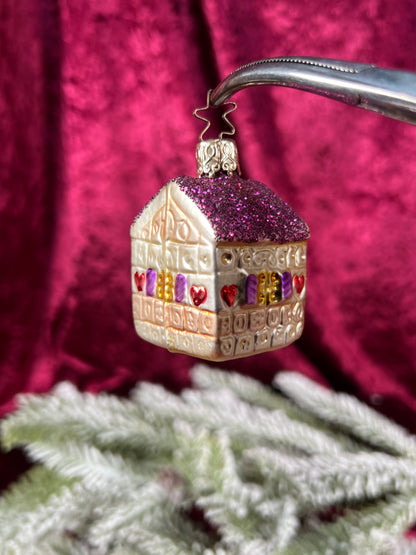 Vintage Christmas - Handblown Glass Ornament - Miniature First Home House - Germany