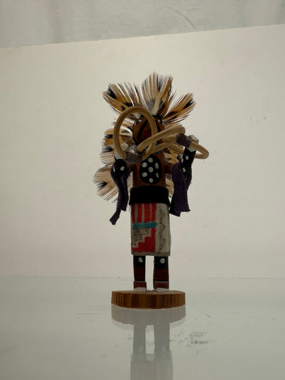 Vintage Kachina Doll - 3.5" Tall Navajo Miniature - Hand Painted Hoop Dancer