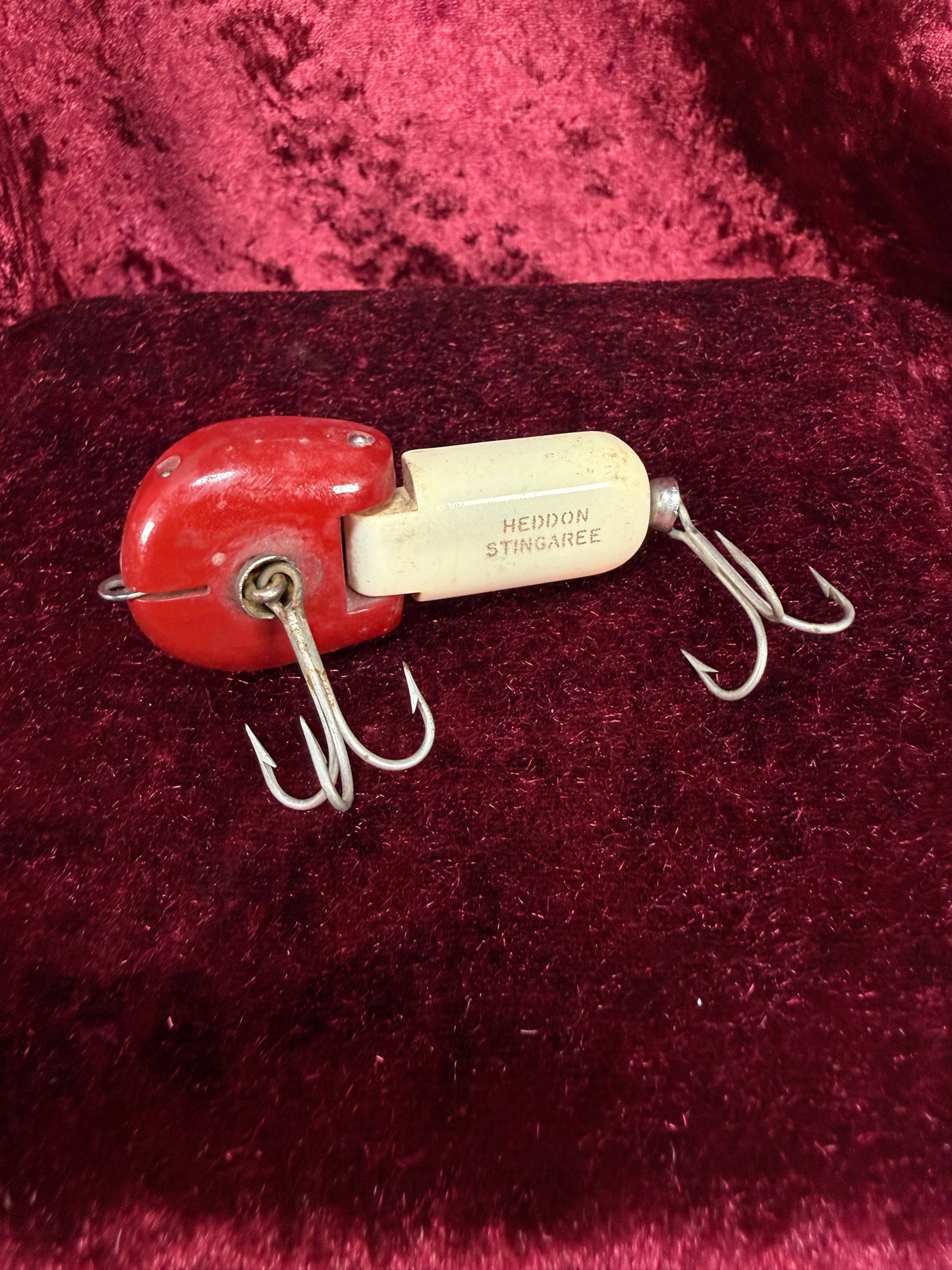 Vintage Wood Fishing Lure – Heddon Tiny Stingaree Red Head Pattern