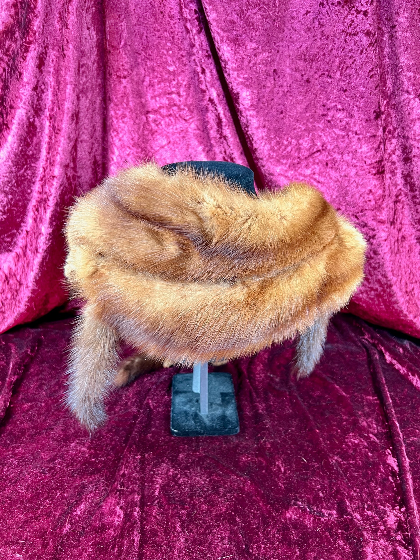 Vintage Fur Shoulder Wrap Stole – Four Red Foxes - 51"
