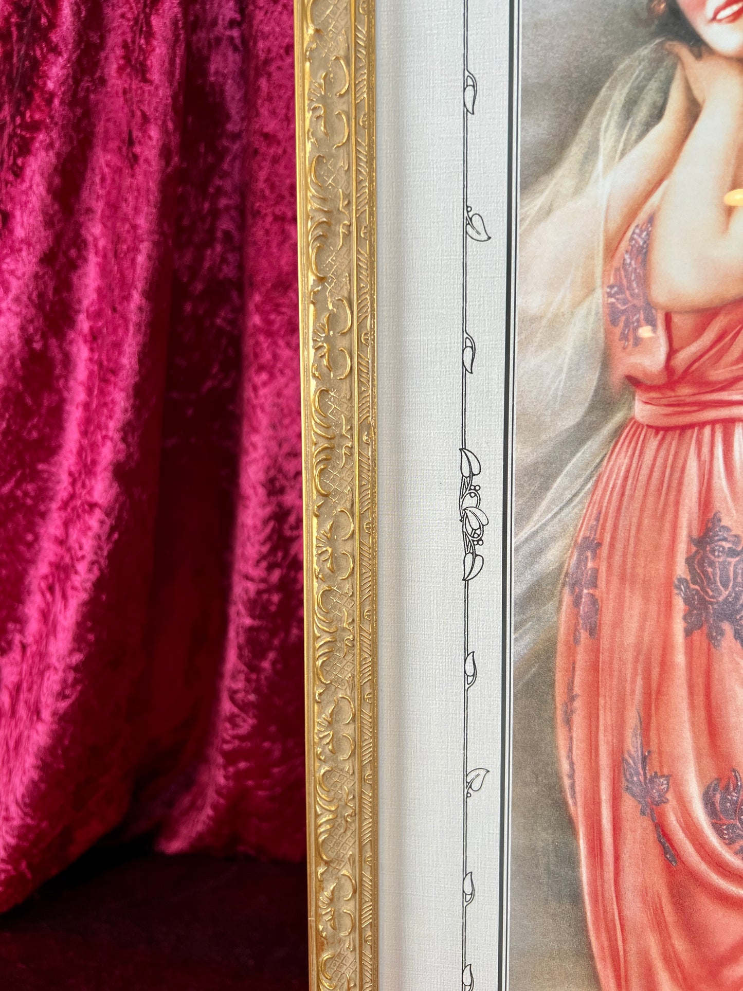 Vintage Long Framed Wall Art – Portrait of Amelia by Hamilton King