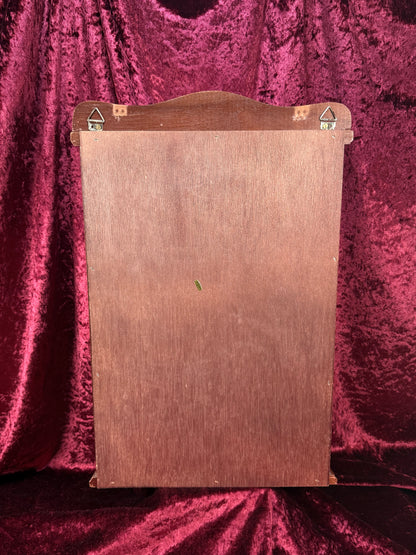 Vintage Curio Cabinet - Table Top Wood Curved Glass Cabinet - Mirrored Back - Glass Shelves - 20" Tall