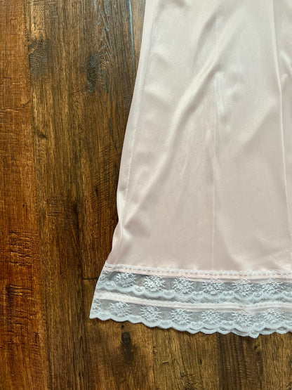 Vintage Silky Dress Slip with  Sheer Lace Yoke - Blush Pink - Body Lites