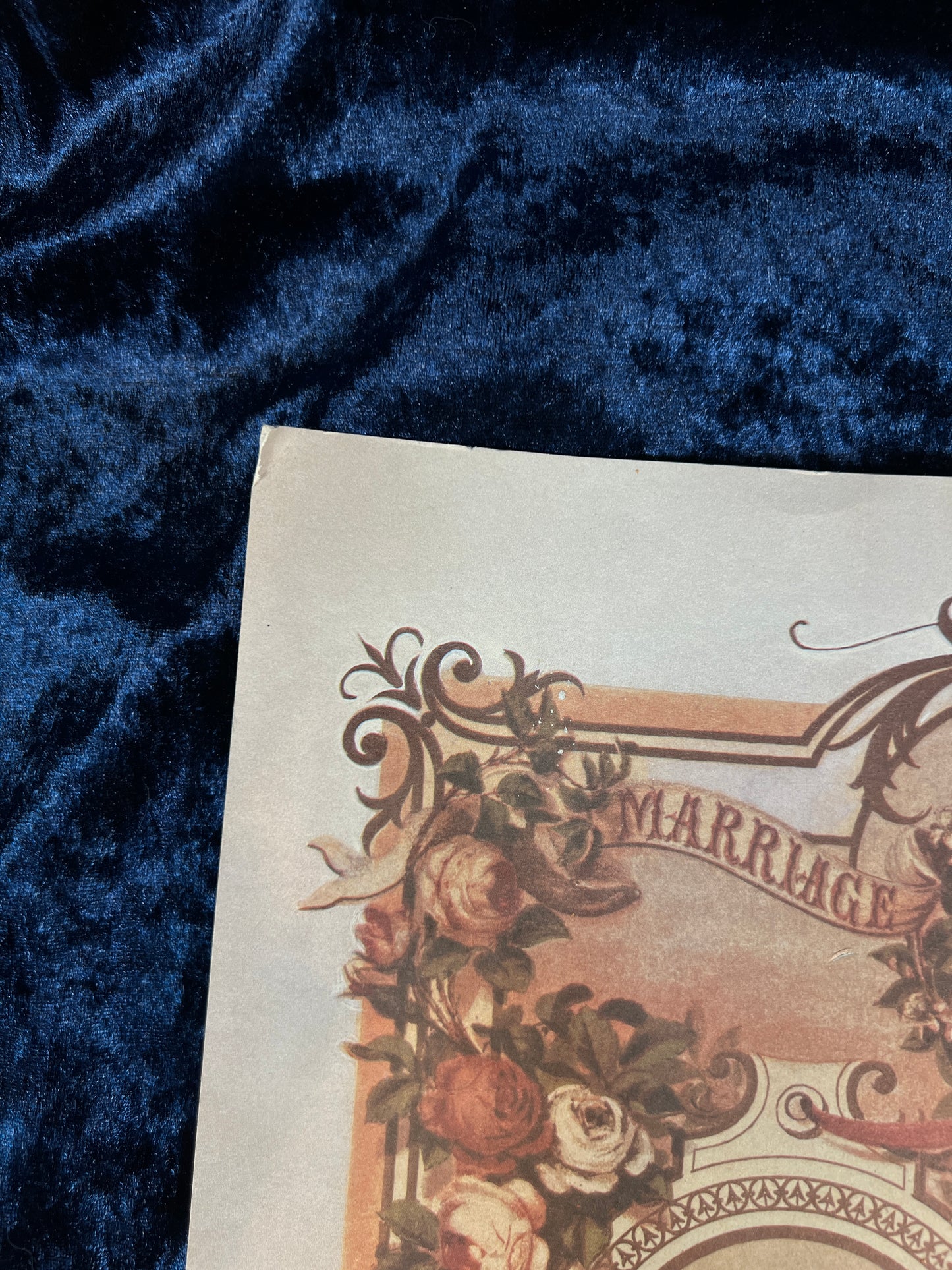 Vintage Paper Marriage Certificate - Victorian Style Cherub Floral Keepsake Print