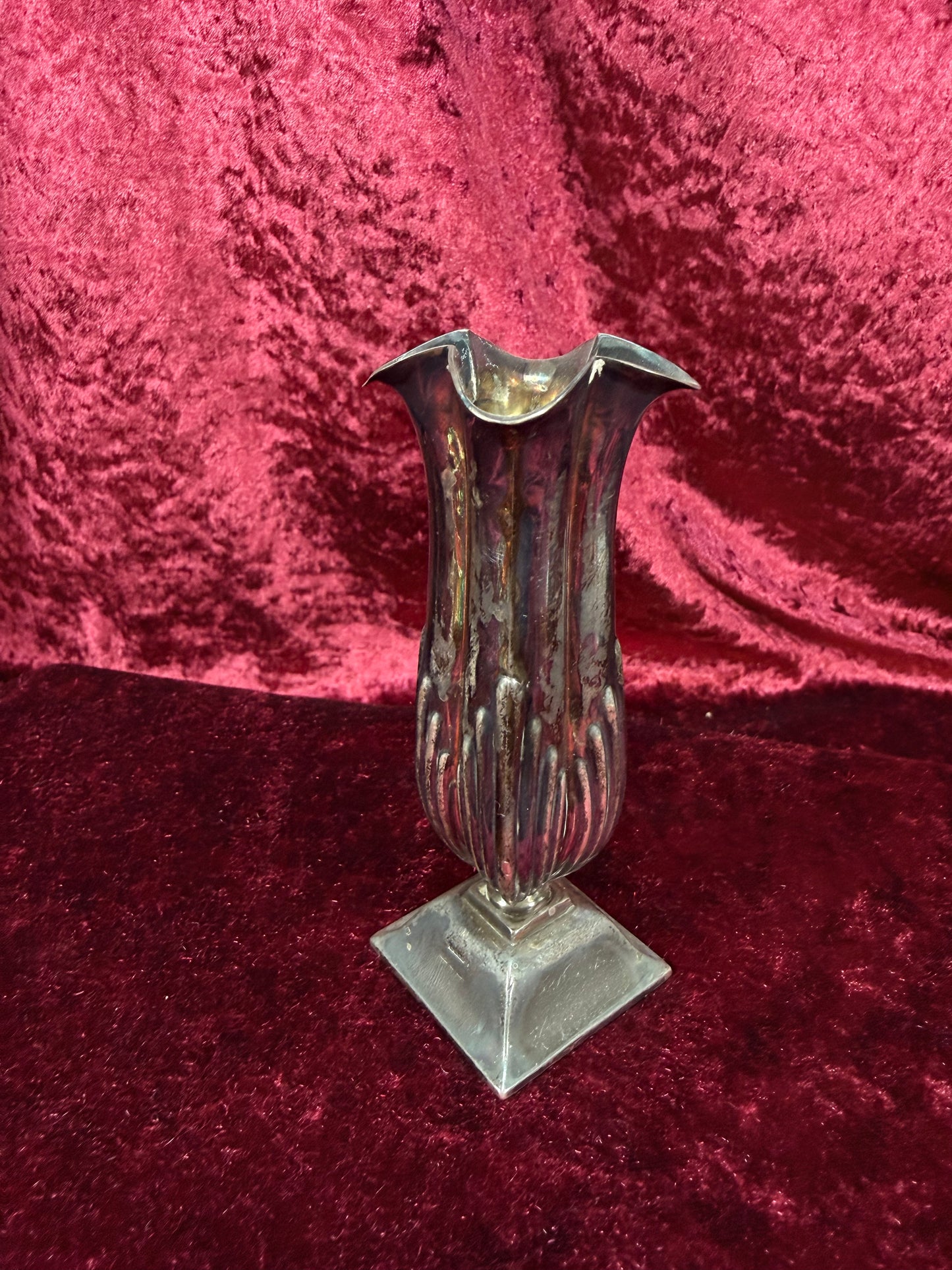Vintage Silver Plated Bud Vase – Fluted Pedestal Urn Form