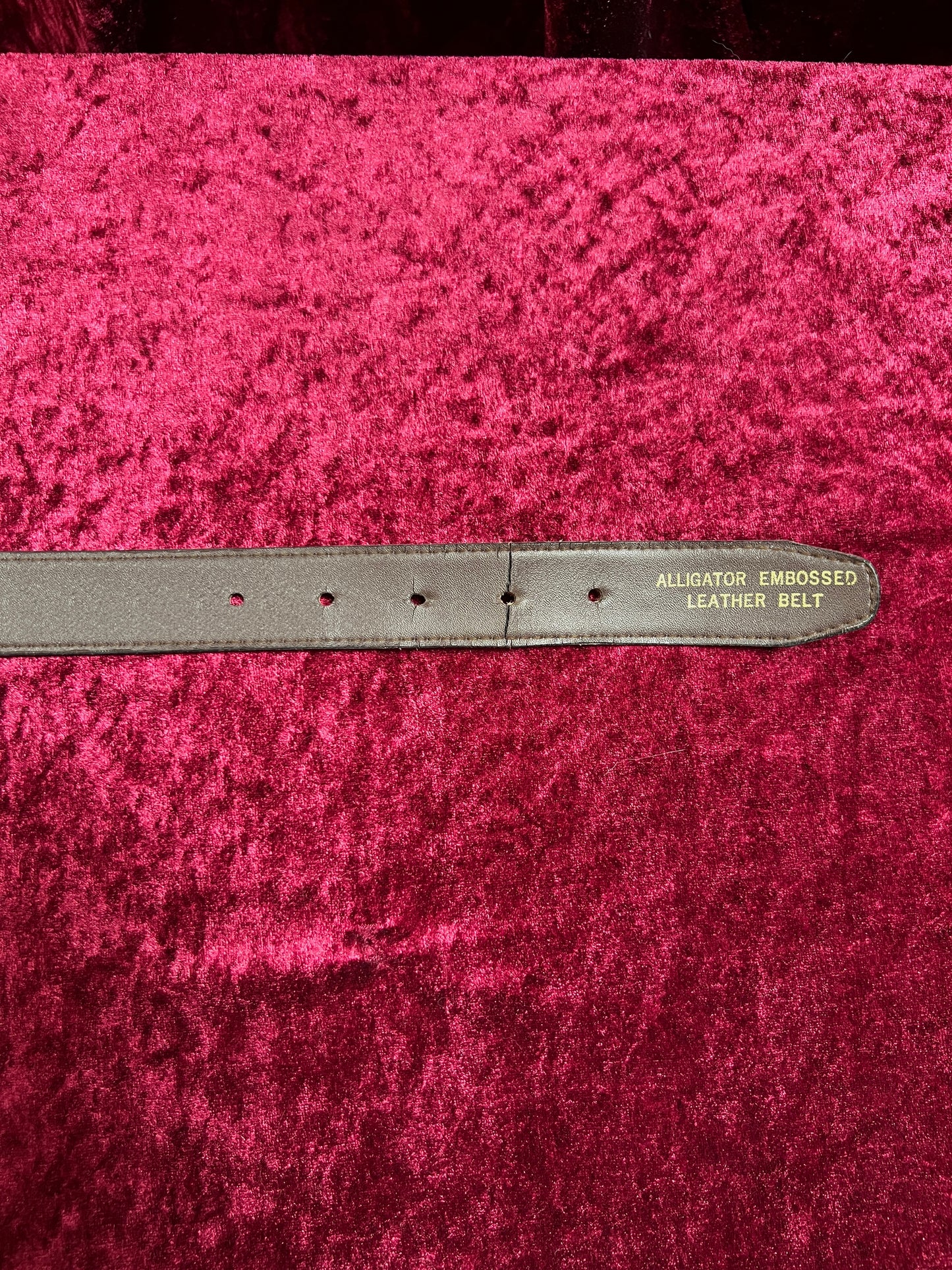 Vintage Leather Belt – Black Alligator Embossed with Silver Buckle - Size 30