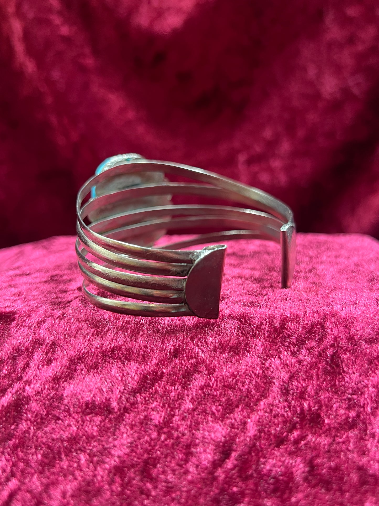 Vintage Jewelry - Chunky Cuff Bracelet - Egyptian Revival Blue Scarab