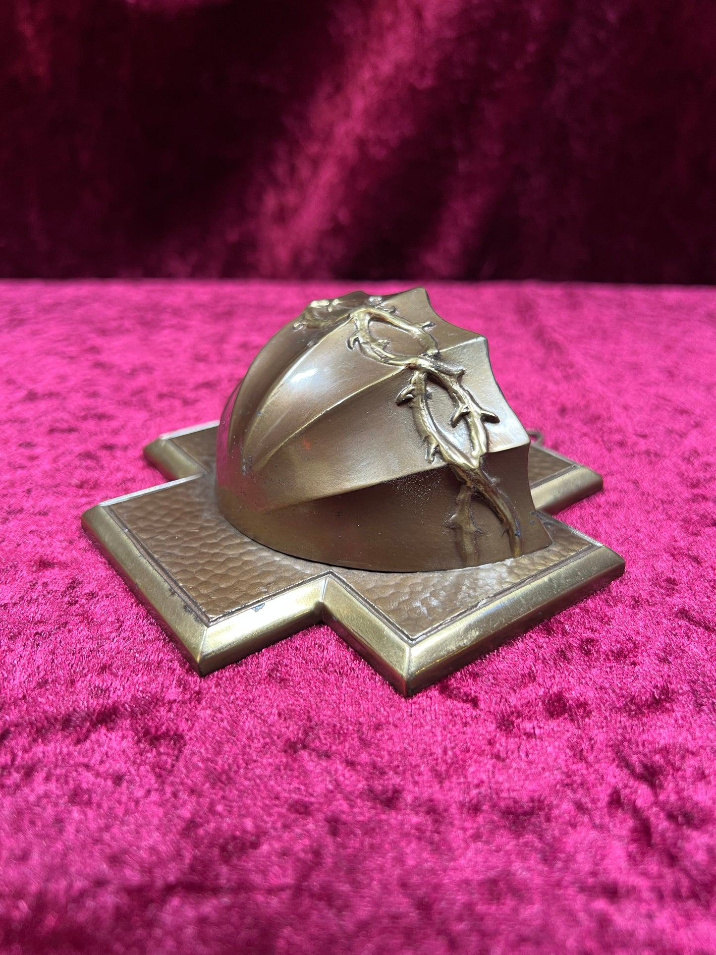 Vintage Religio - Metal Holy Water Font - Crown Of Thorns - West Germany